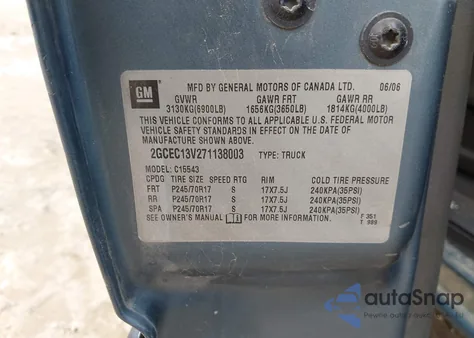 2007 Chevrolet Silverado 1500 Classic Ls из США, поврежденный, VIN 2GCEC13V271138003